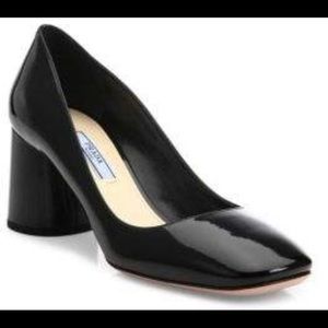 Prada Round Black Hell Square Toe Pump